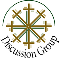 Adult Discussion Group logo is several crosses united at the base to form a ship's wheel.
