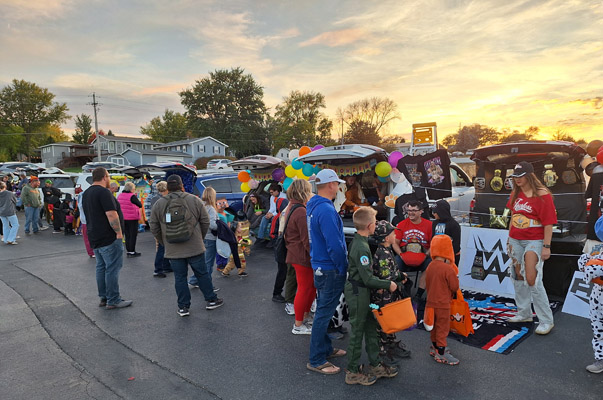 crowd around a trunk